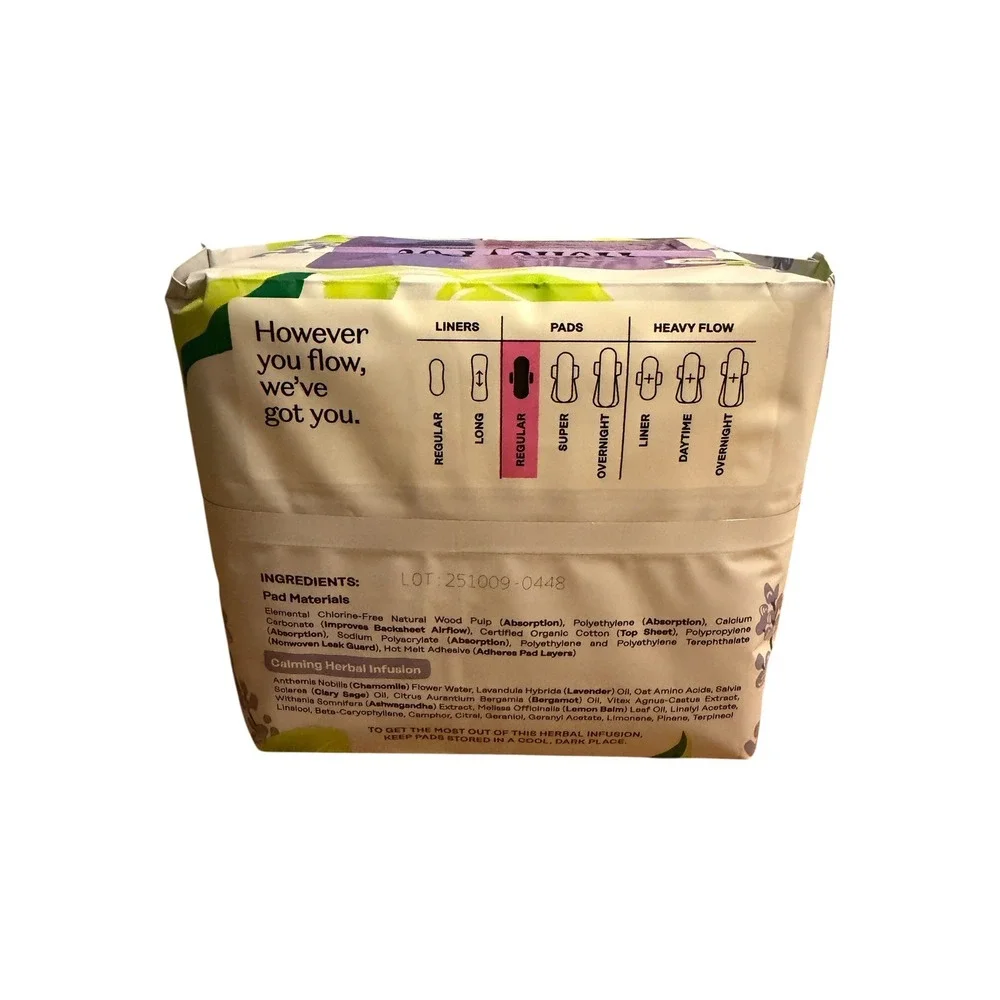 NEW (2 Pack) The Honey Pot Co. Calming Herbal Regular Pads - 20 Count Each